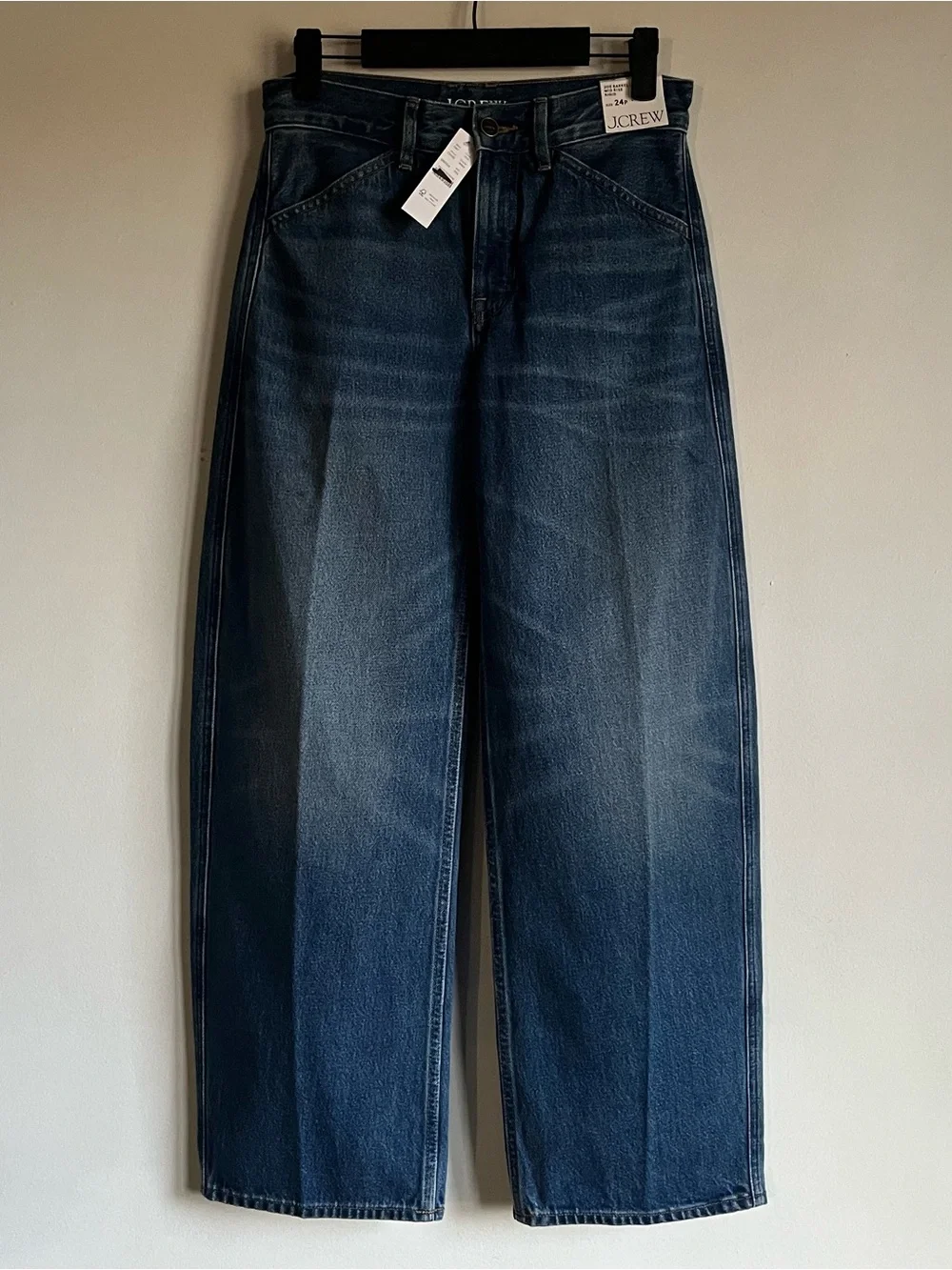NWT JCrew Zoe Barrel Leg Jeans 24P 24 Petite Woodside Wash Denim $158 CS193